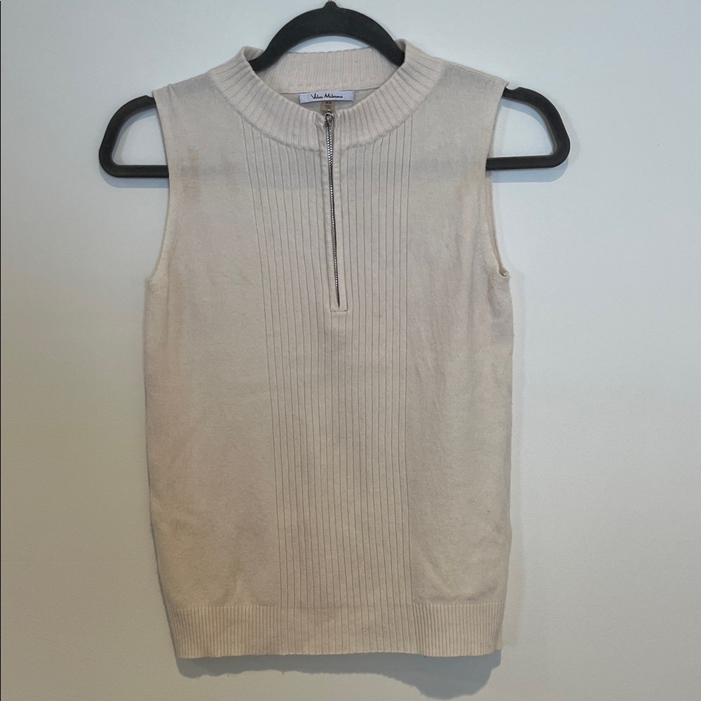 Chic Cream Sleeveless Turtleneck Top